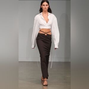 Christopher Esber Gray Loophole Tie Skirt in Cotton Blend Small/US4